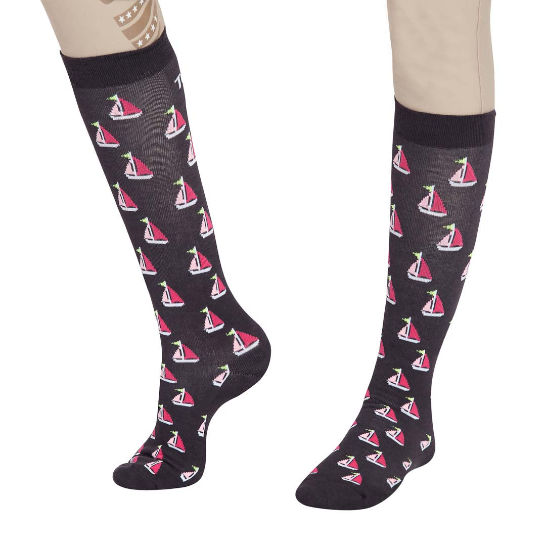 TuffRider Ladies Flamingo/Boat/Horse Knee Hi Socks - 3 Pack