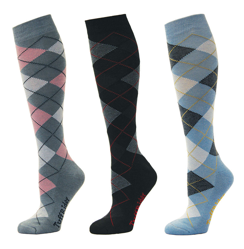 TuffRider Ladies Bamboo Argyle Knee Hi Socks - 3 Pack