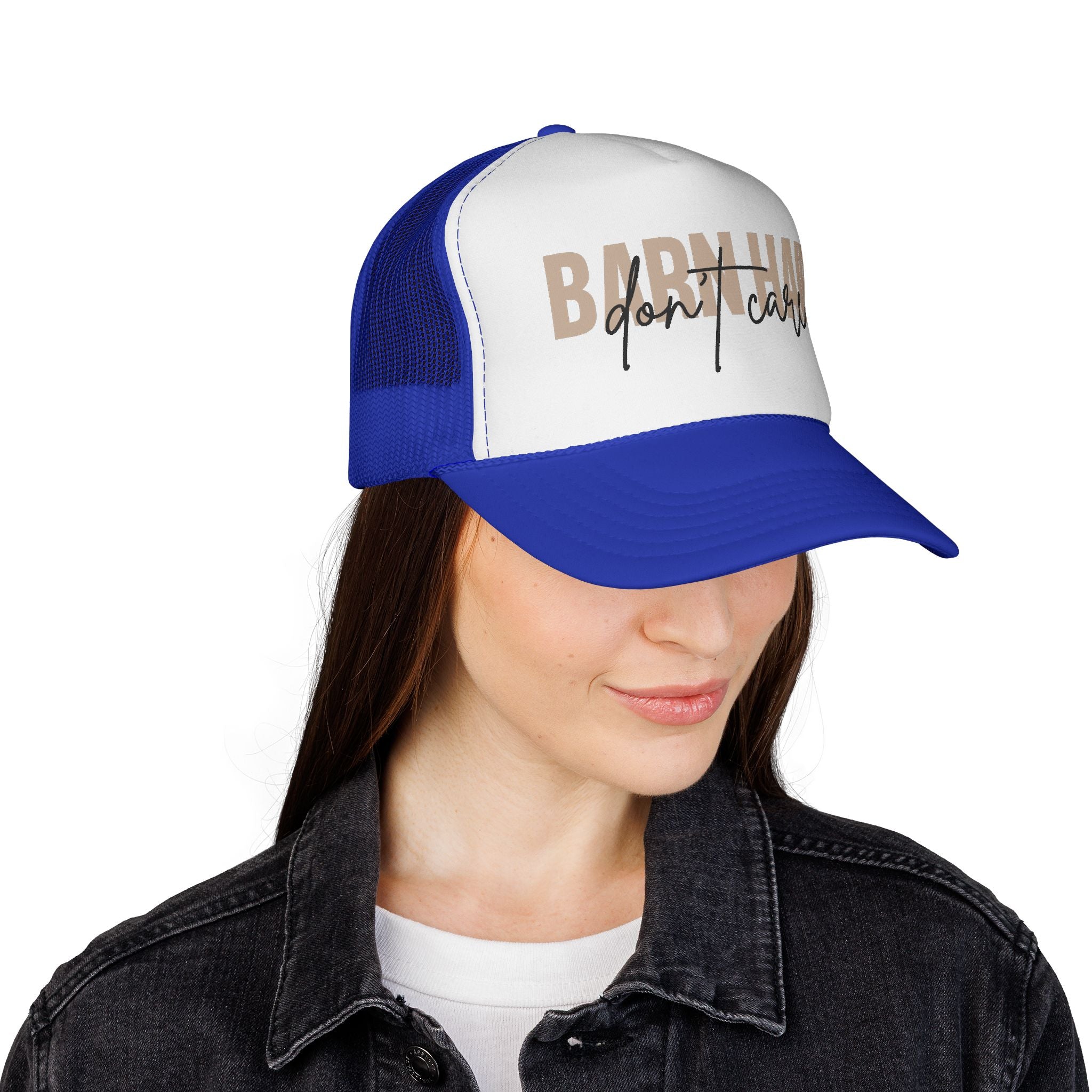 Trucker Cap — "Bad Hair Don't Care" Retro Mesh Hat