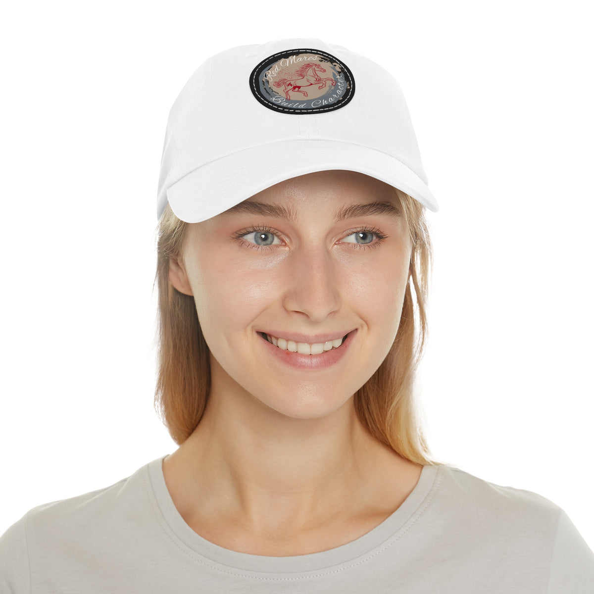 Red Mares Build Character Hat with Leather Patch (Round)