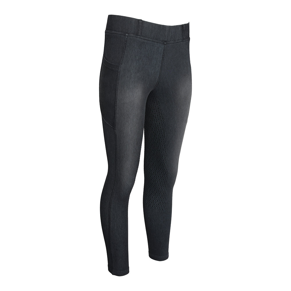 Equine Couture Ladies Denim Full Seat Silicon Tights with Phone Pocket