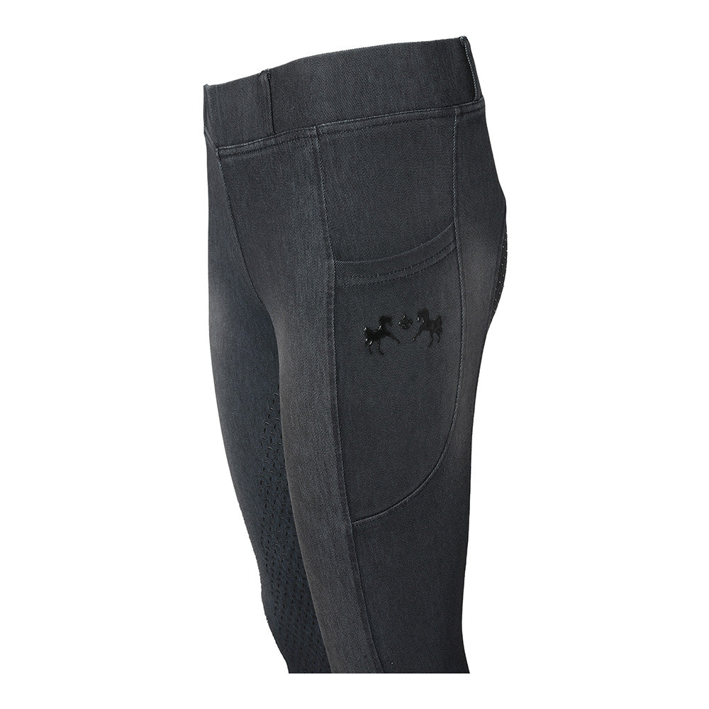 Equine Couture Ladies Denim Full Seat Silicon Tights with Phone Pocket