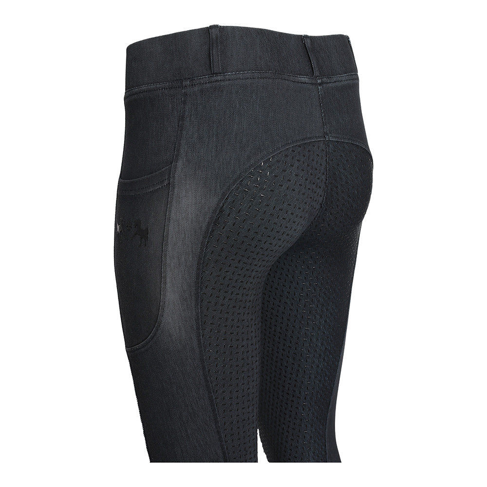 Equine Couture Ladies Denim Full Seat Silicon Tights with Phone Pocket