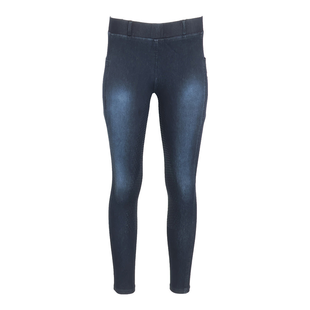 Equine Couture Ladies Denim Full Seat Silicon Tights with Phone Pocket