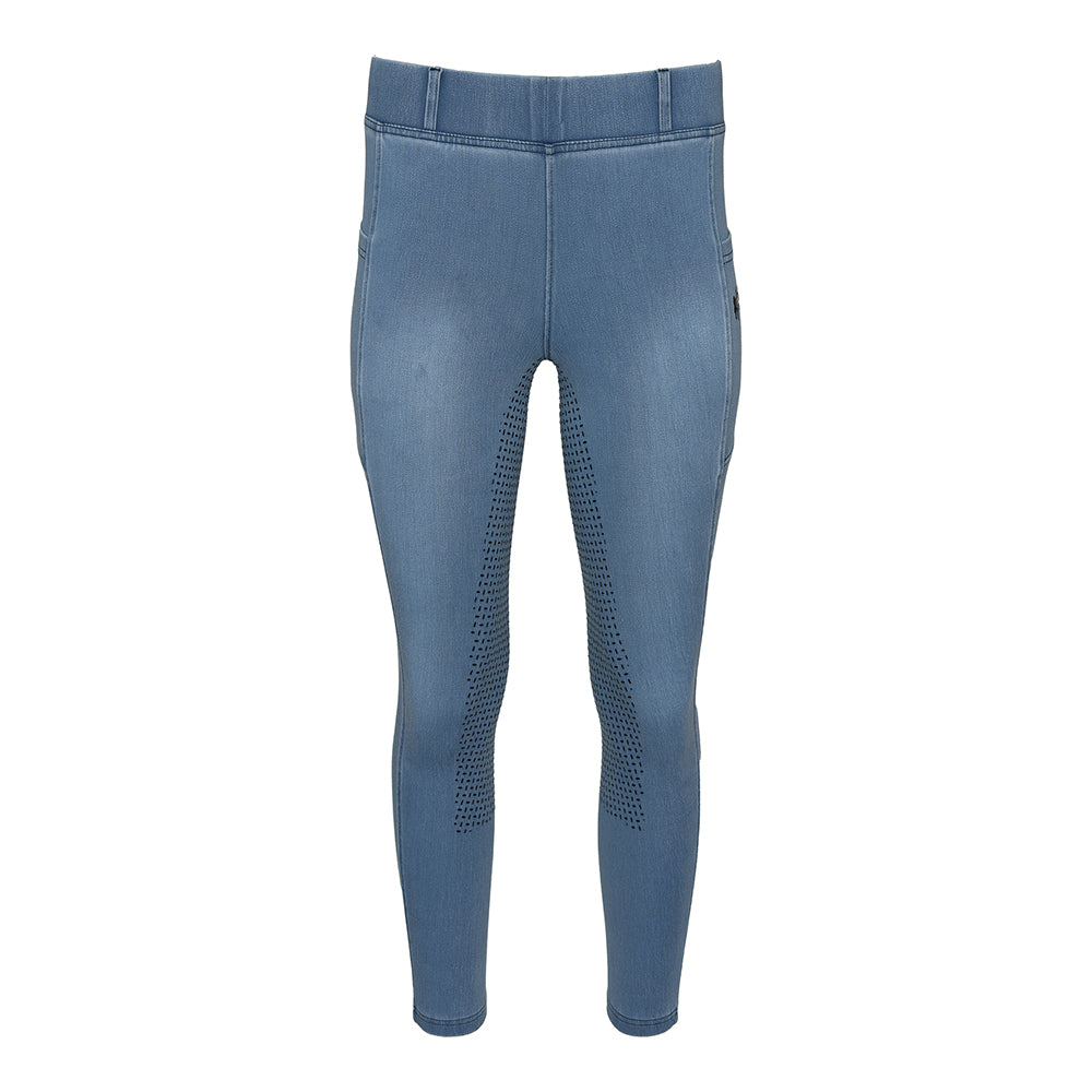 Equine Couture Ladies Denim Full Seat Silicon Tights with Phone Pocket