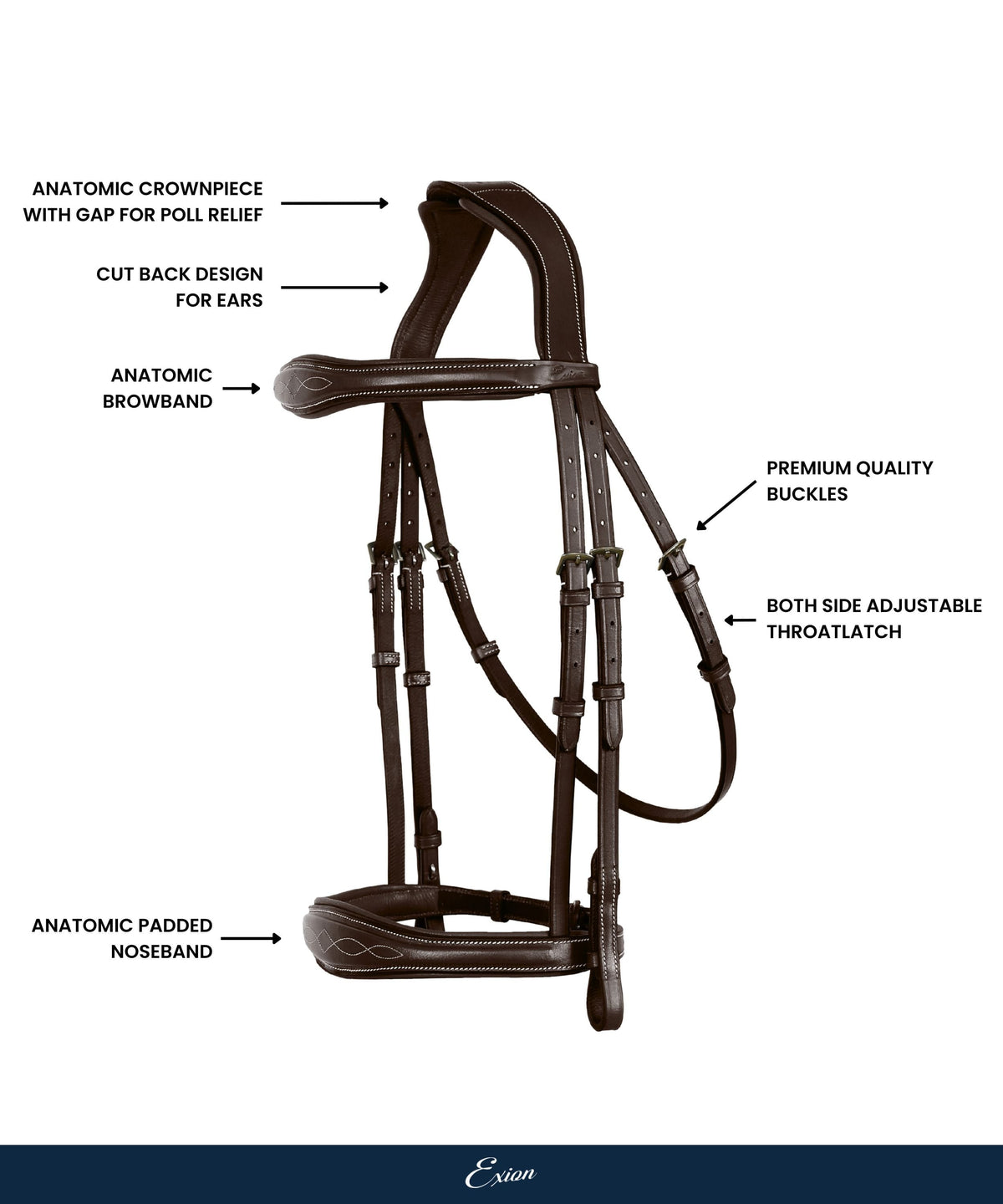 ExionPro 'Perseus' Anatomical Jumping Bridle without Flash with Reins
