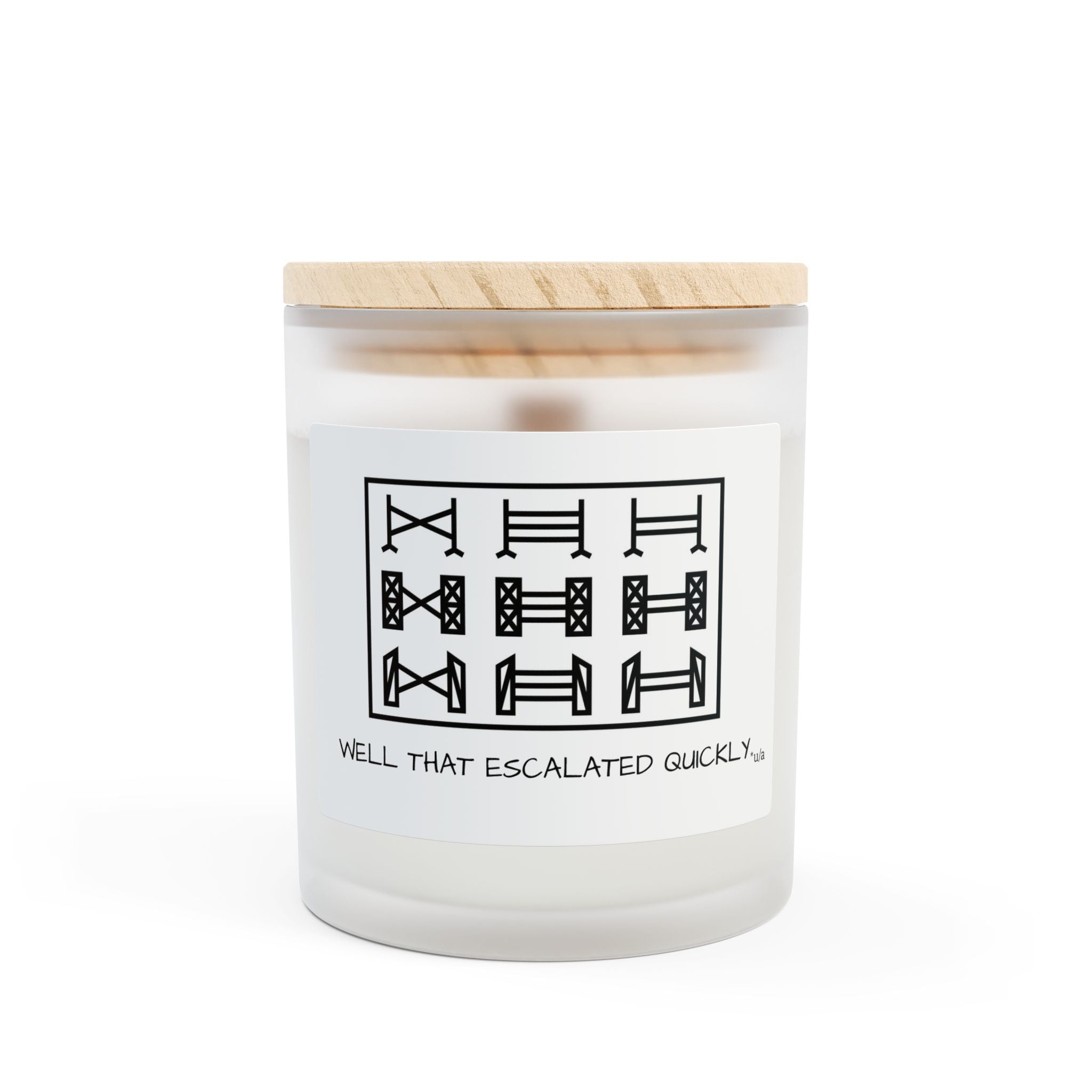 Frosted Glass Candle, 11oz - Escalated Quickly