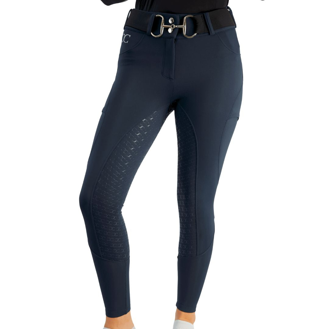 Navy Blue Mid-Weight Winter Full Seat Breeches with Free Bit Belt