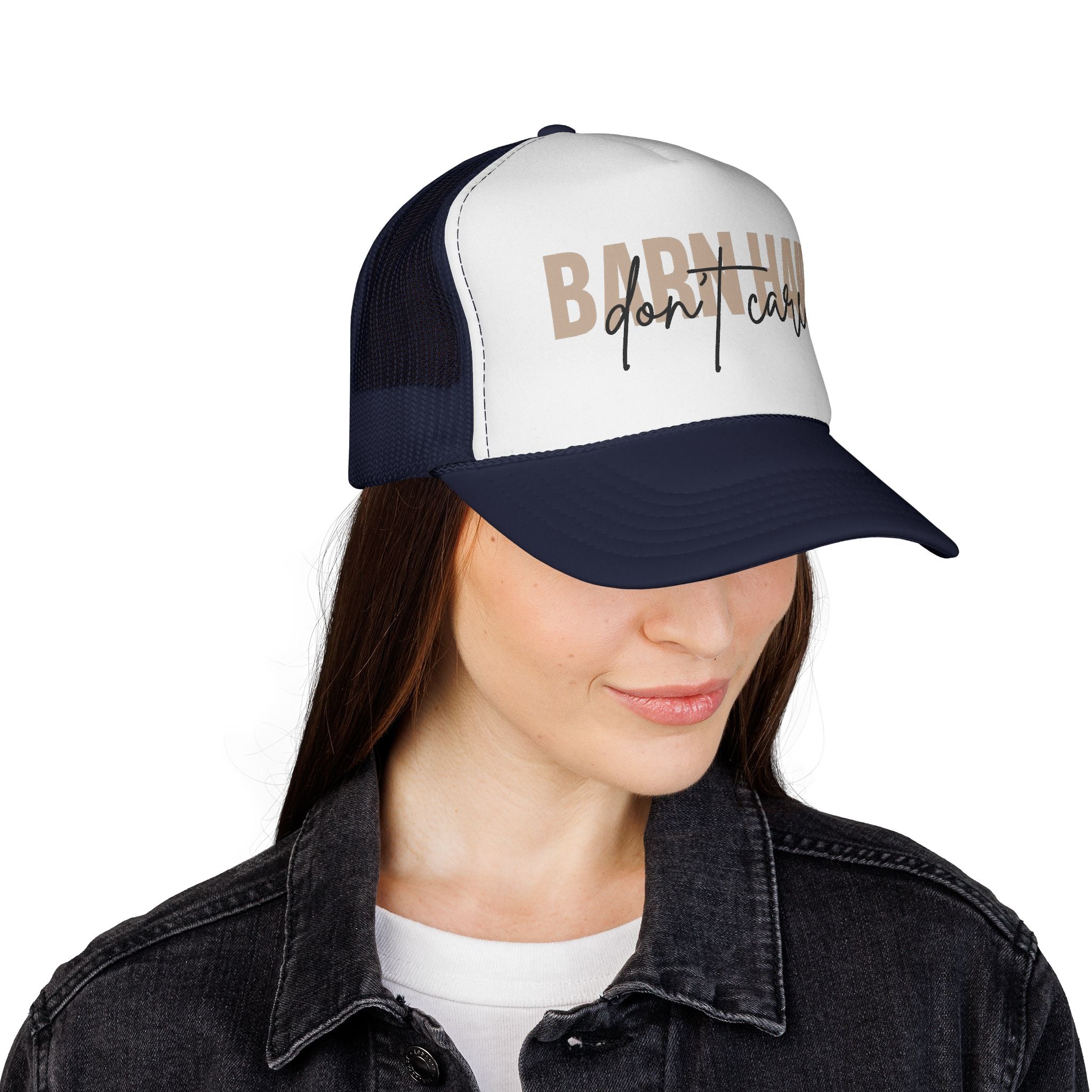 Trucker Cap — "Bad Hair Don't Care" Retro Mesh Hat