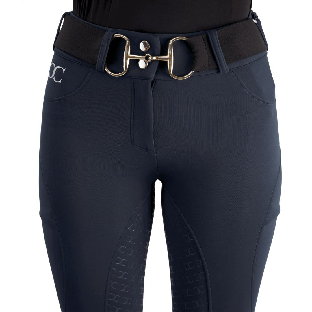 Navy Blue Mid-Weight Winter Full Seat Breeches with Free Bit Belt