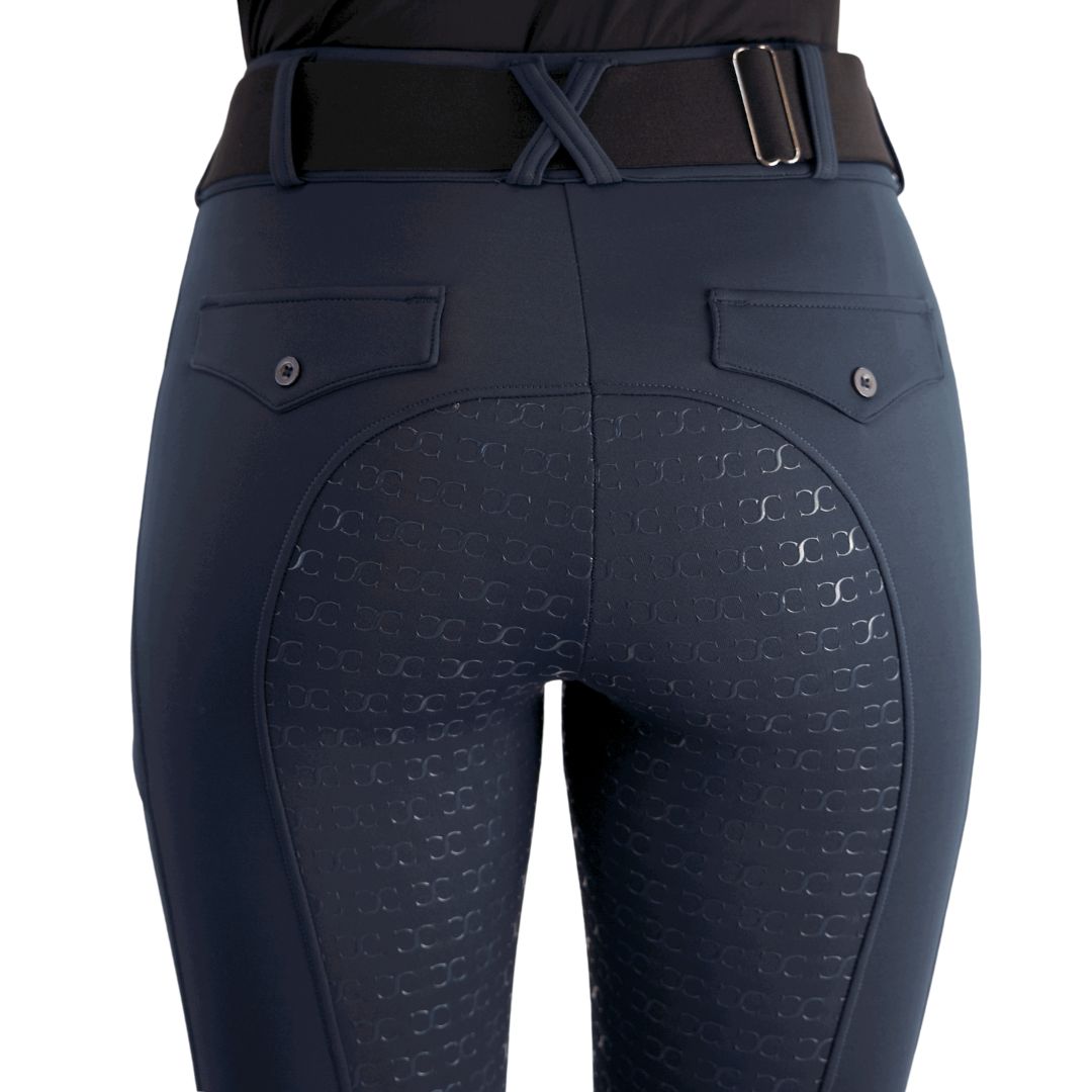 Navy Blue Mid-Weight Winter Full Seat Breeches with Free Bit Belt