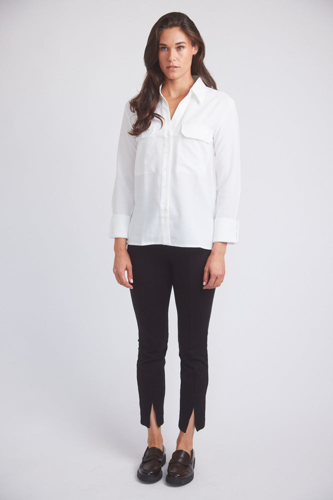 Jessica | Seersucker Equestrian Button-Down Shirt | Ivory