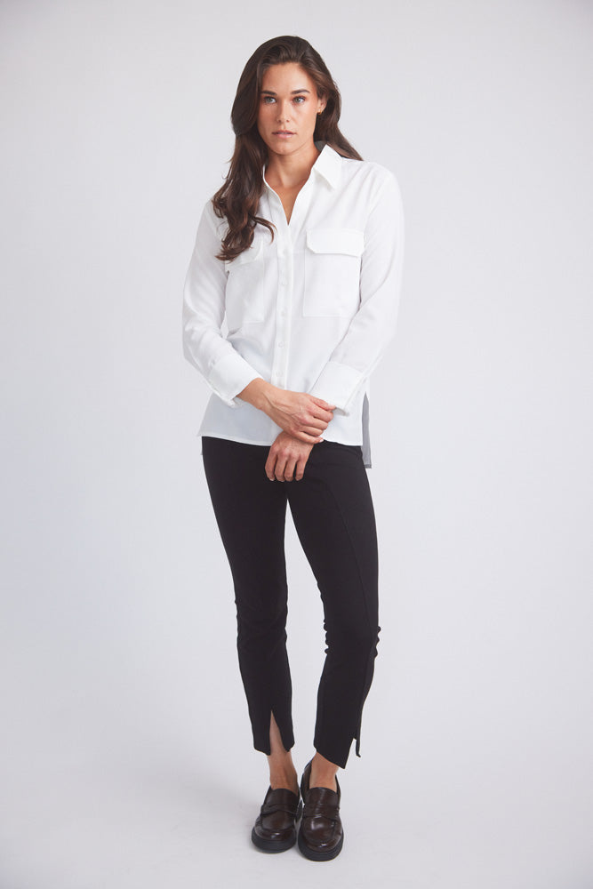 Jessica | Seersucker Equestrian Button-Down Shirt | Ivory