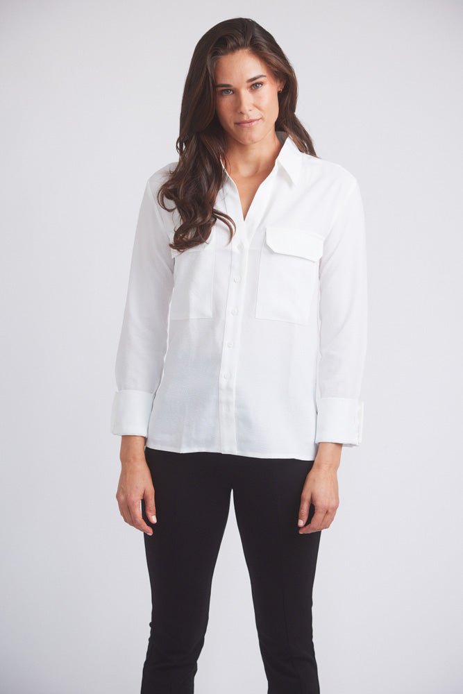 Jessica | Seersucker Equestrian Button-Down Shirt | Ivory