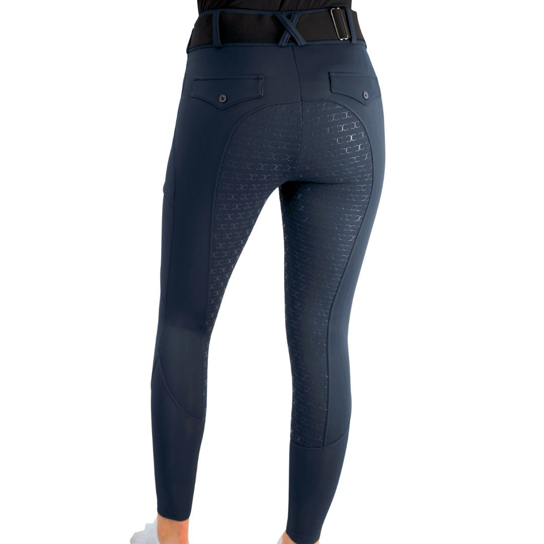Navy Blue Mid-Weight Winter Full Seat Breeches with Free Bit Belt