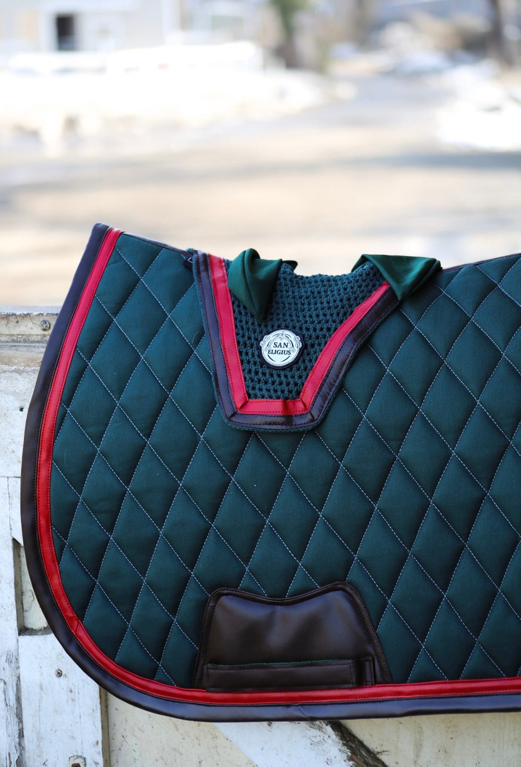 Jump Saddle Pad | Green- Brown & Red
