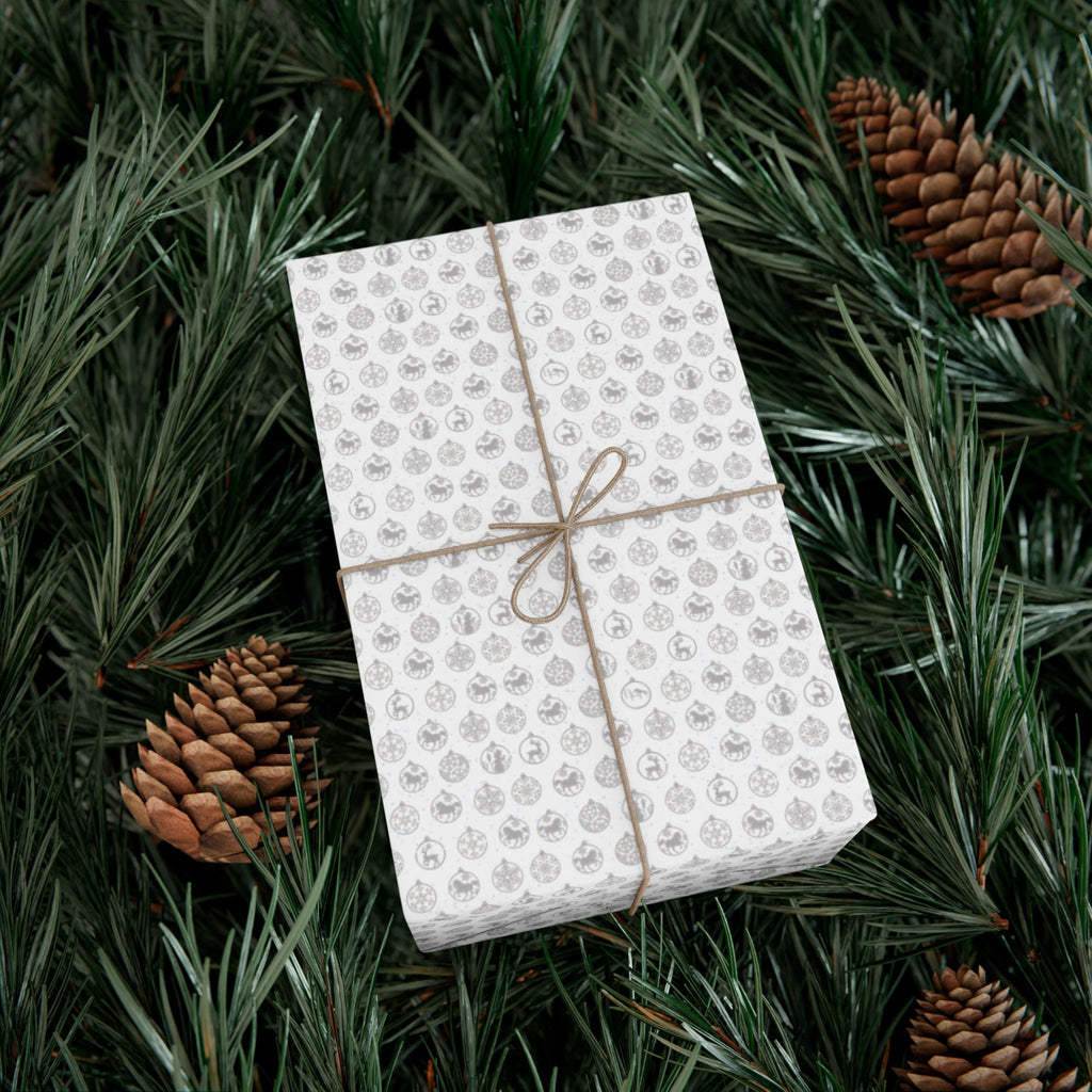 Neutral Grey/Silver Ornament Gift Wrap Paper — Elegant Winter Holiday Wrapping