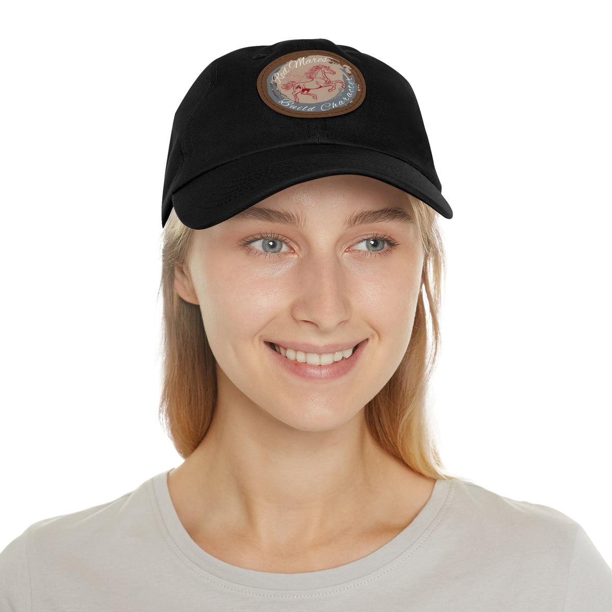 Red Mares Build Character Hat with Leather Patch (Round)