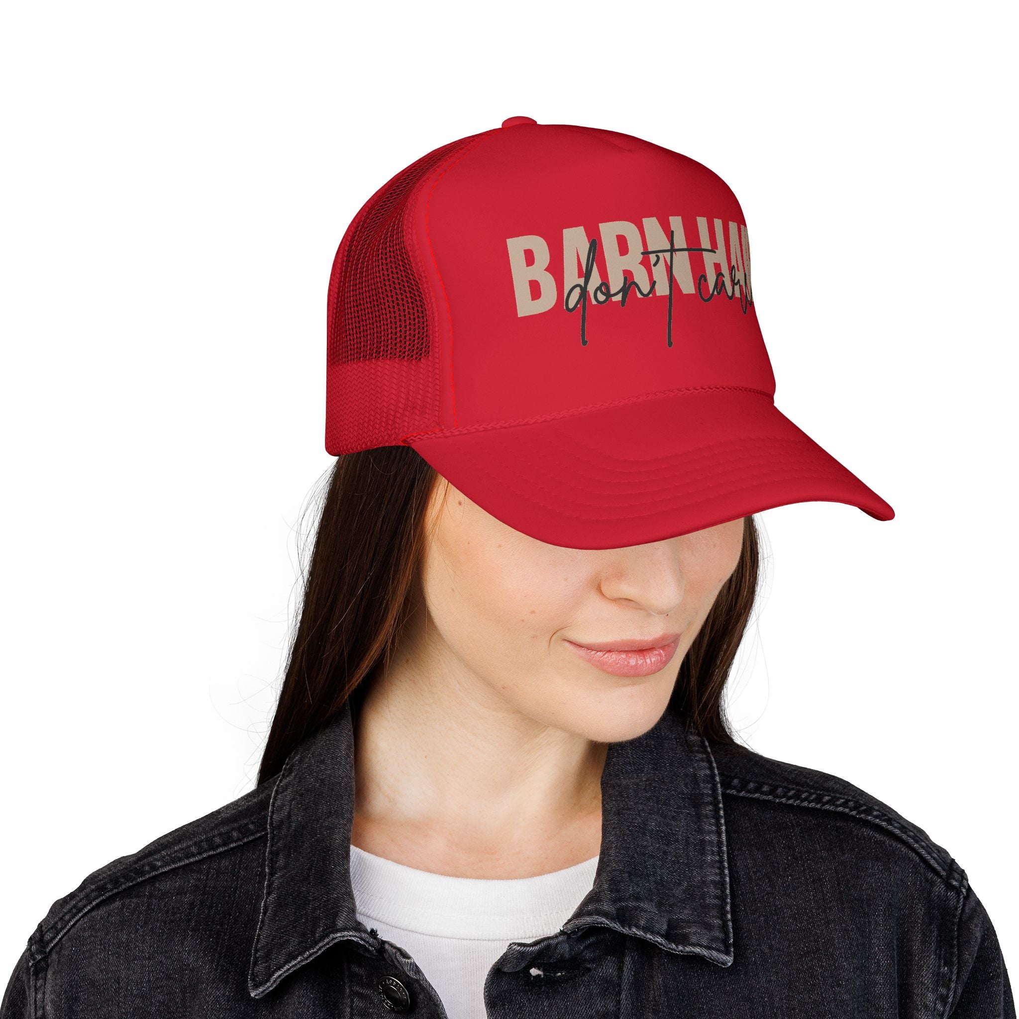 Trucker Cap — "Bad Hair Don't Care" Retro Mesh Hat