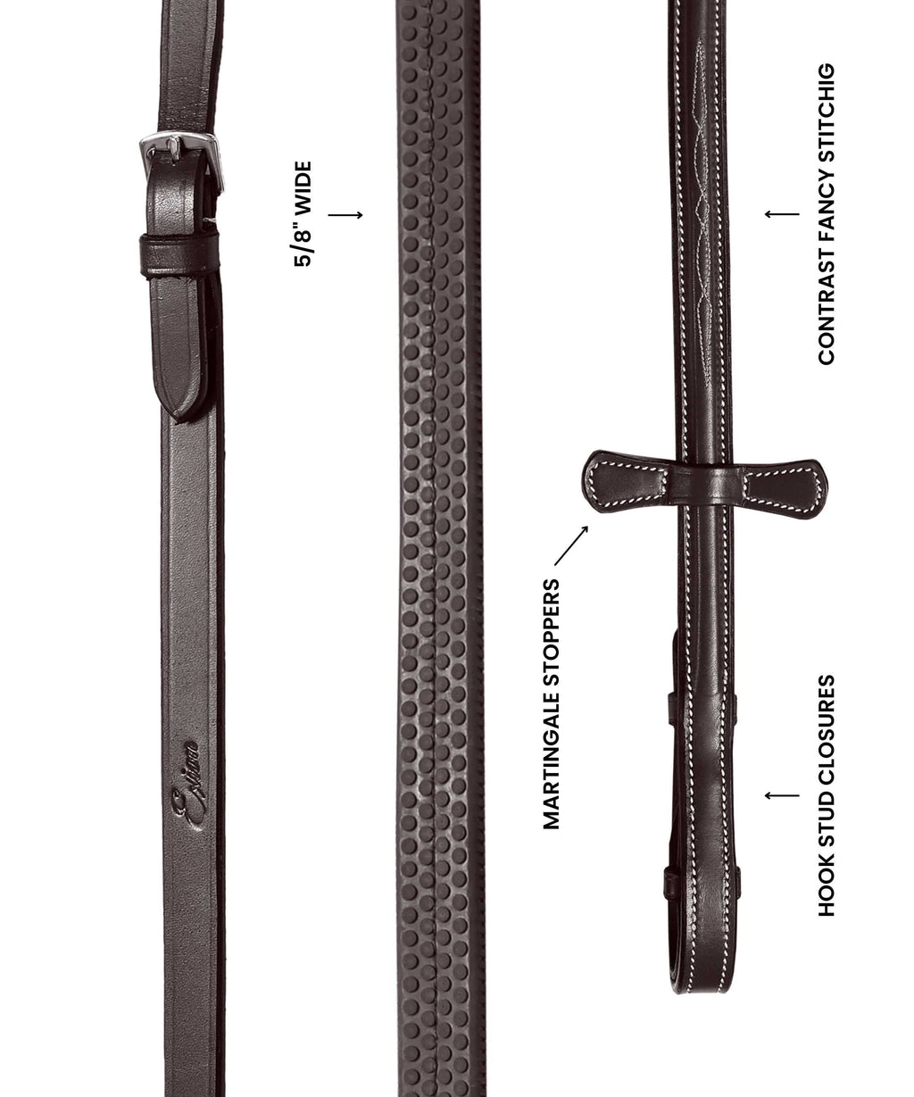 ExionPro Rubber Reins with Fancy Stitching