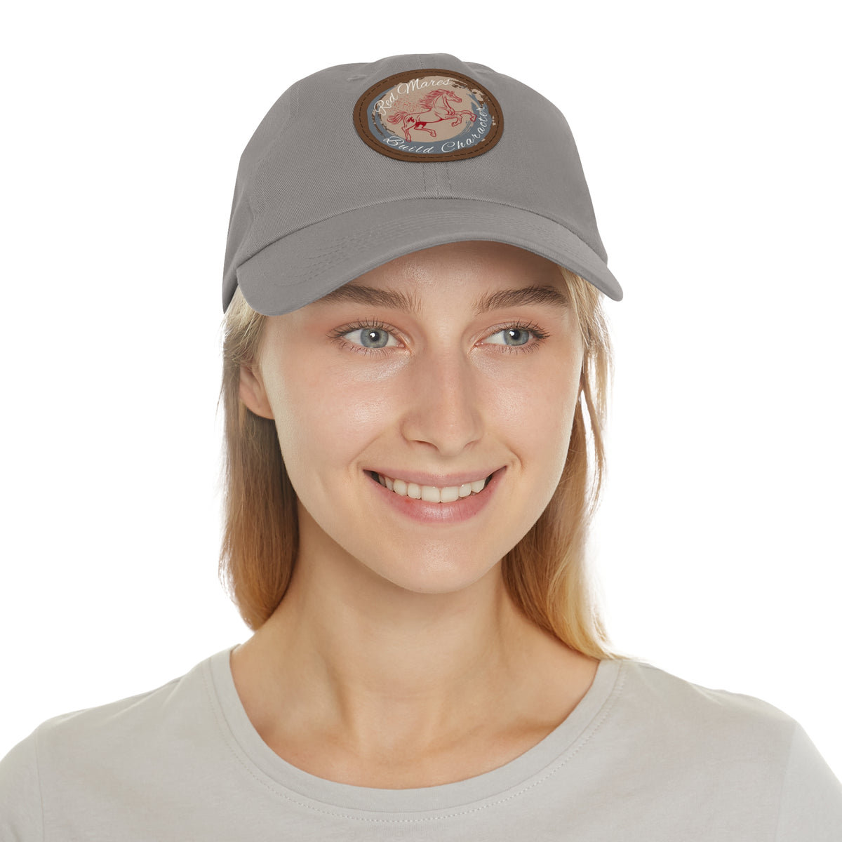 Red Mares Build Character Hat with Leather Patch (Round)