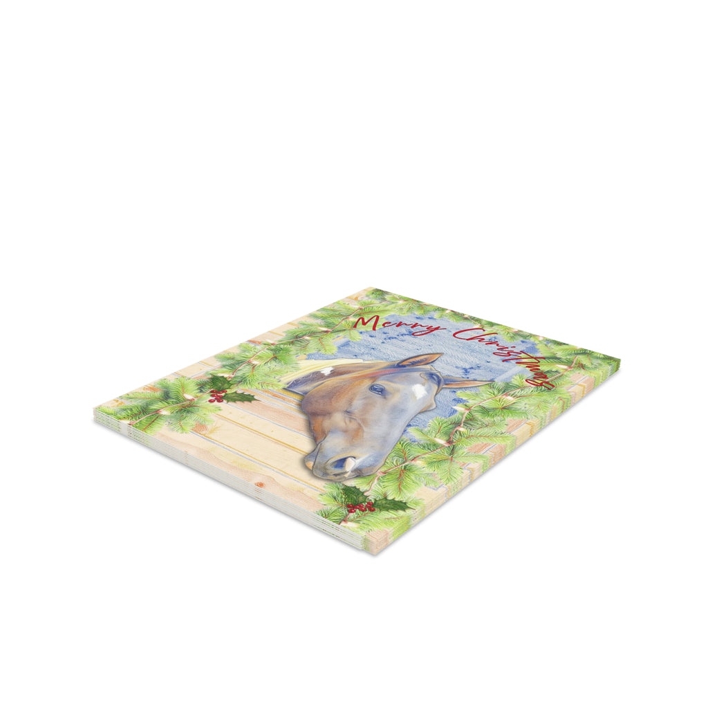 Merry Christmas Horse Greeting Cards Set, Indigo