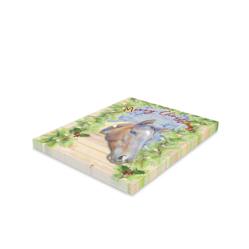 Merry Christmas Horse Greeting Cards Set, Indigo