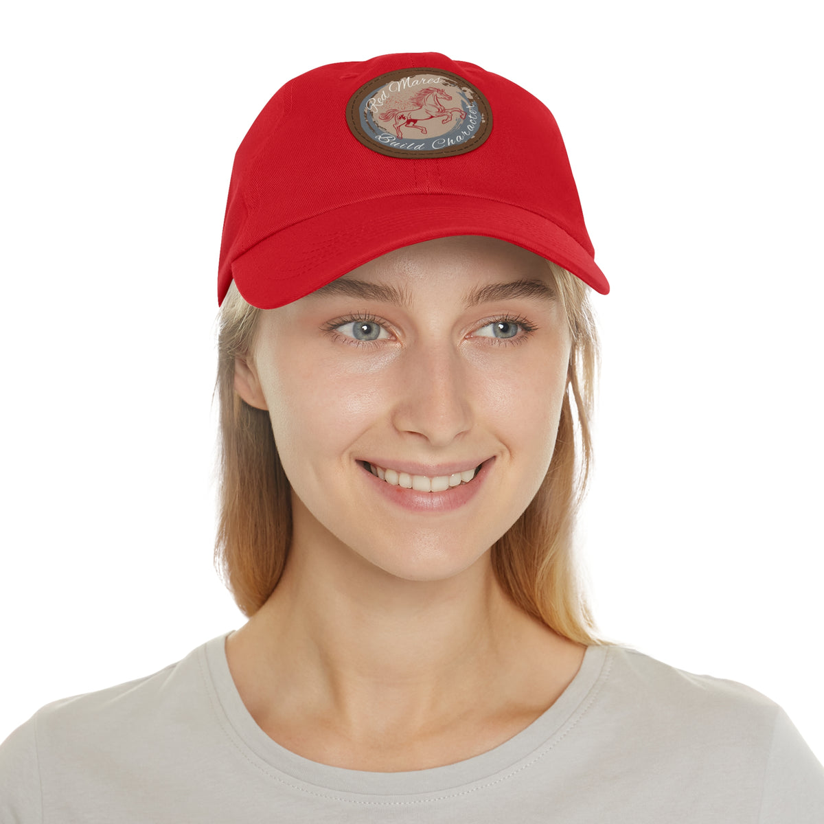 Red Mares Build Character Hat with Leather Patch (Round)