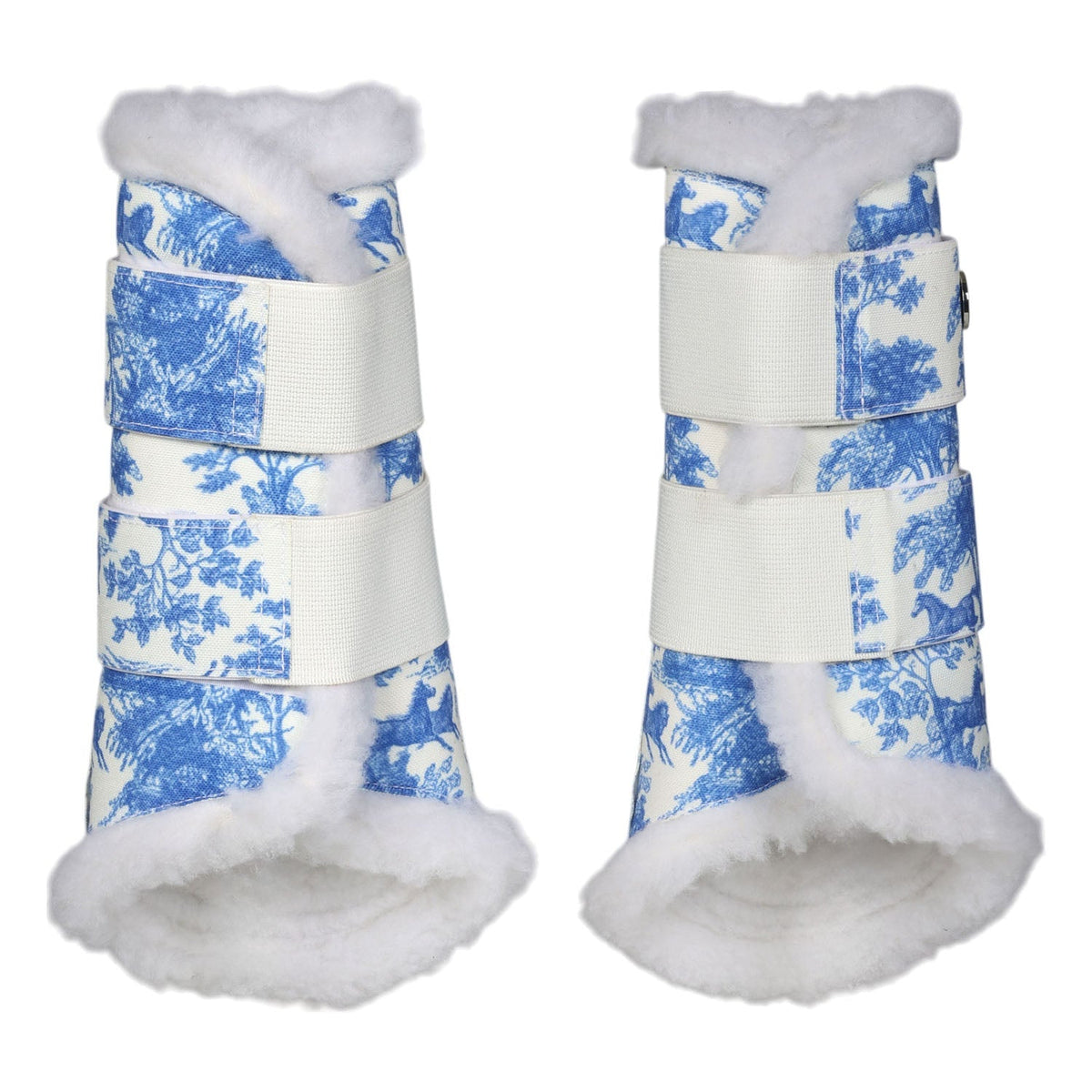 Dapplebay Equestrian Toile Brush Boots-Blue/White