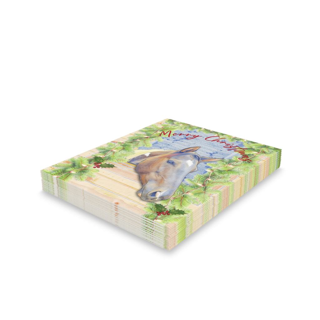 Merry Christmas Horse Greeting Cards Set, Indigo