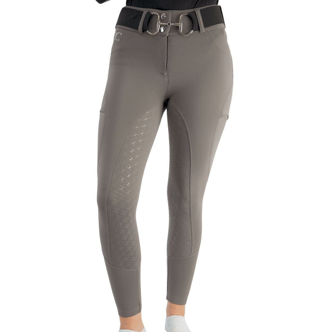 Dove Grey Mid-Weight Winter Full Seat Breeches with Free Belt
