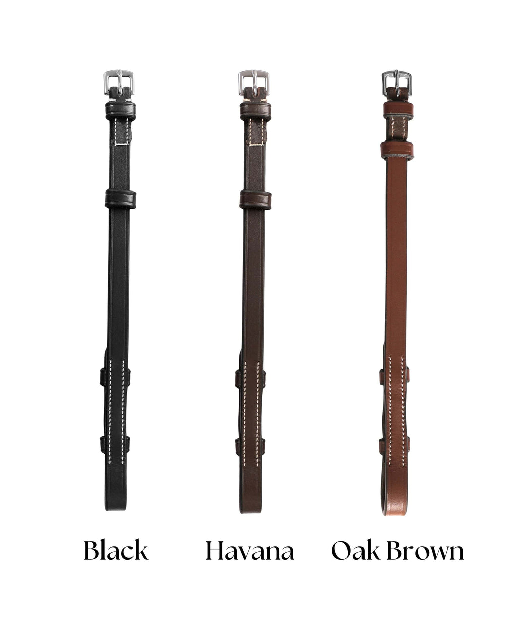 ExionPro Bridle Cheek Pieces With Hook Fastening - White Stitching