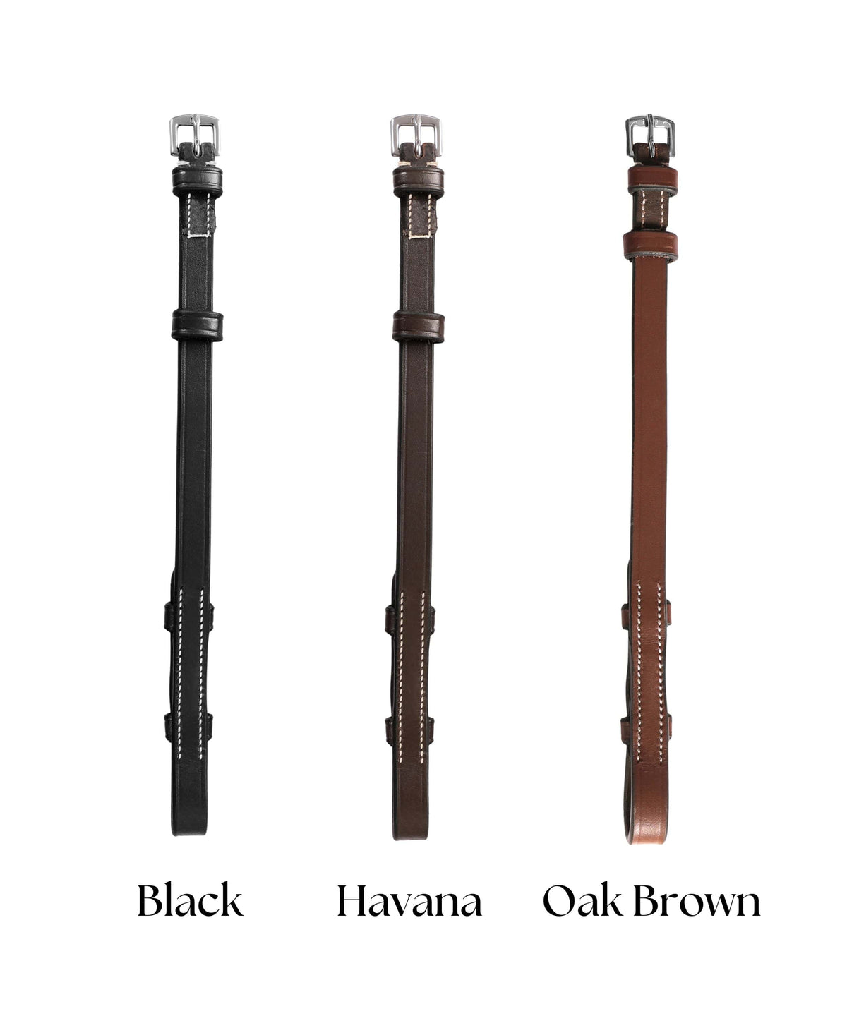 ExionPro Bridle Cheek Pieces With Hook Fastening - White Stitching