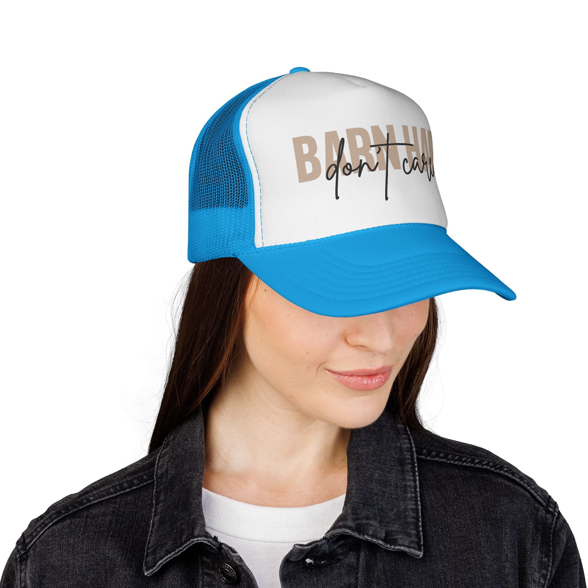 Trucker Cap — "Bad Hair Don't Care" Retro Mesh Hat