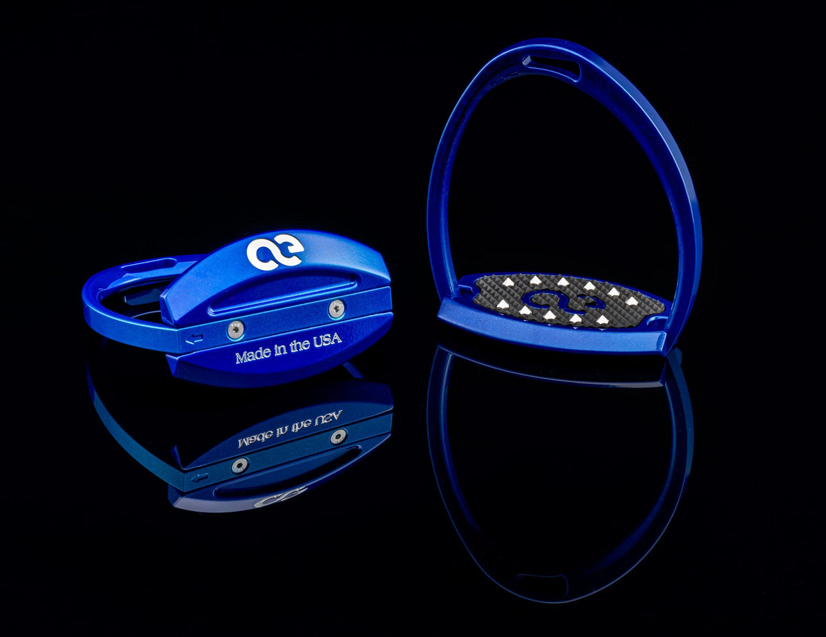 American Equus "Elite" English Stirrups Illusion Blue