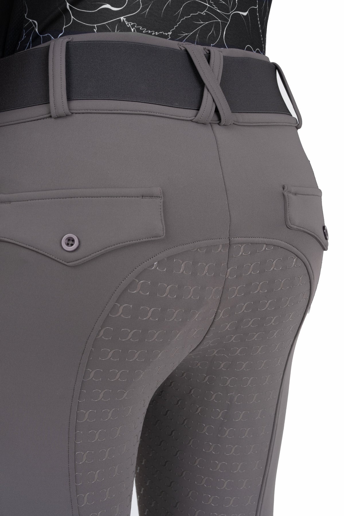 Dove Grey Mid-Weight Winter Full Seat Breeches with Free Belt