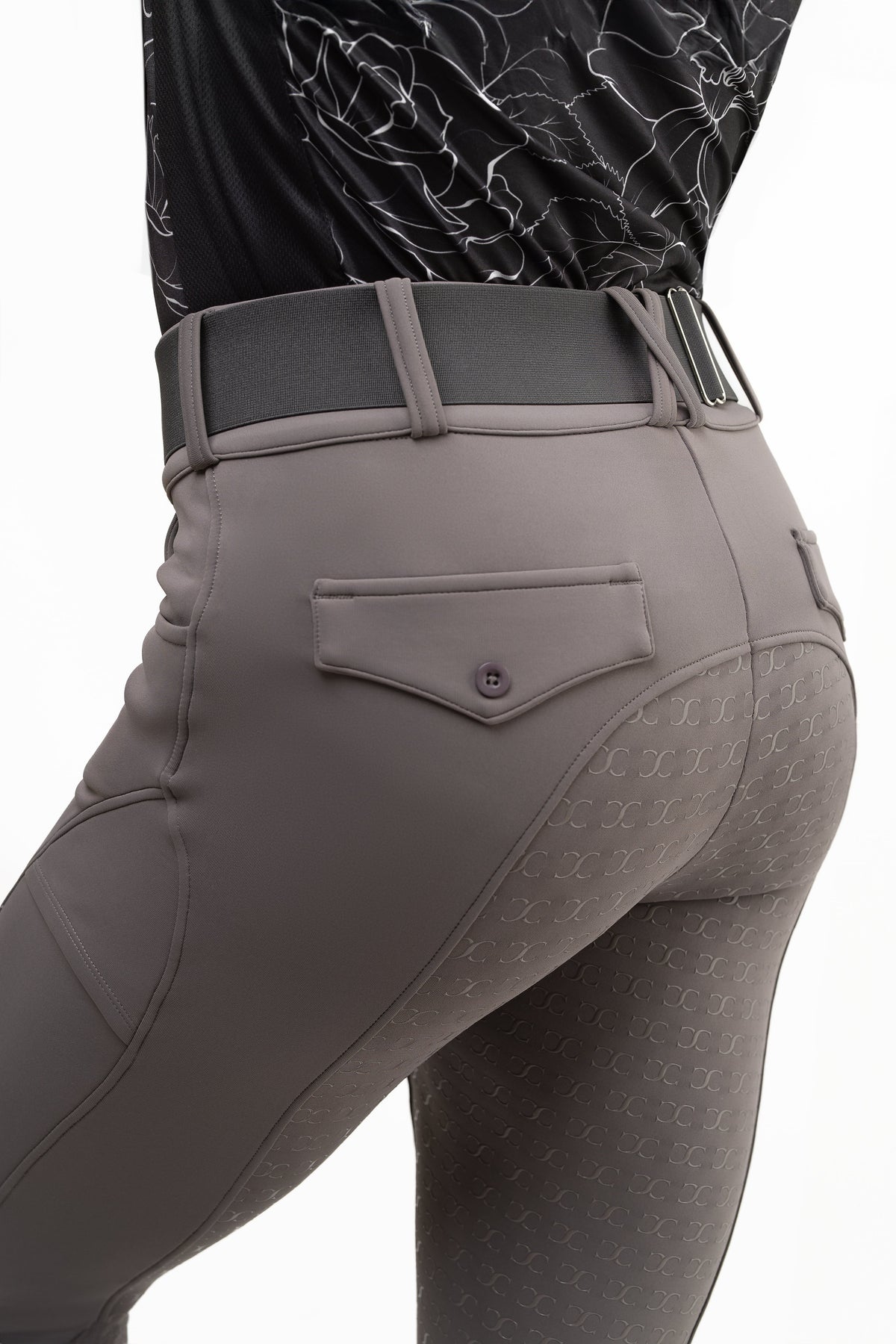 Dove Grey Mid-Weight Winter Full Seat Breeches with Free Belt