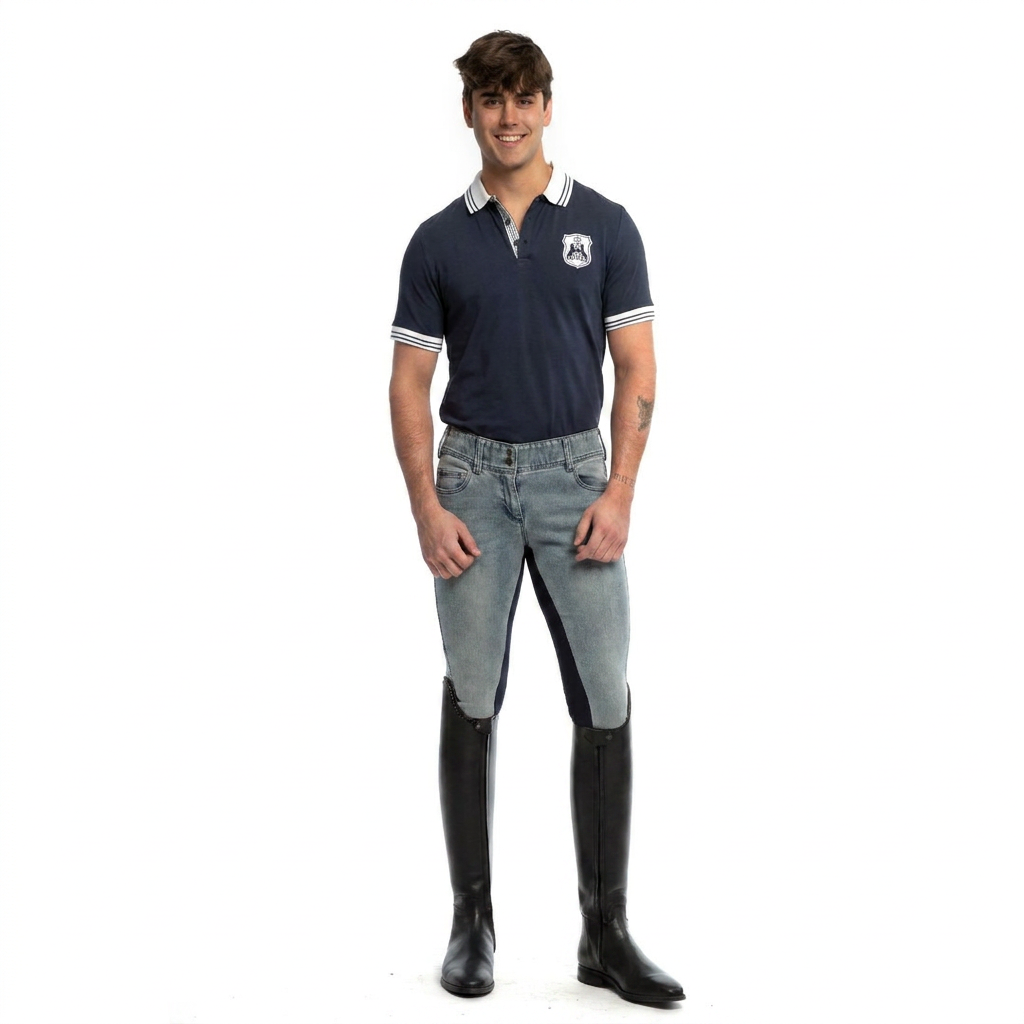 MEN'S NEW Equestrian Jean - Full Seat with Cell Phone Pocket | 4-way stretch - Faded Blue