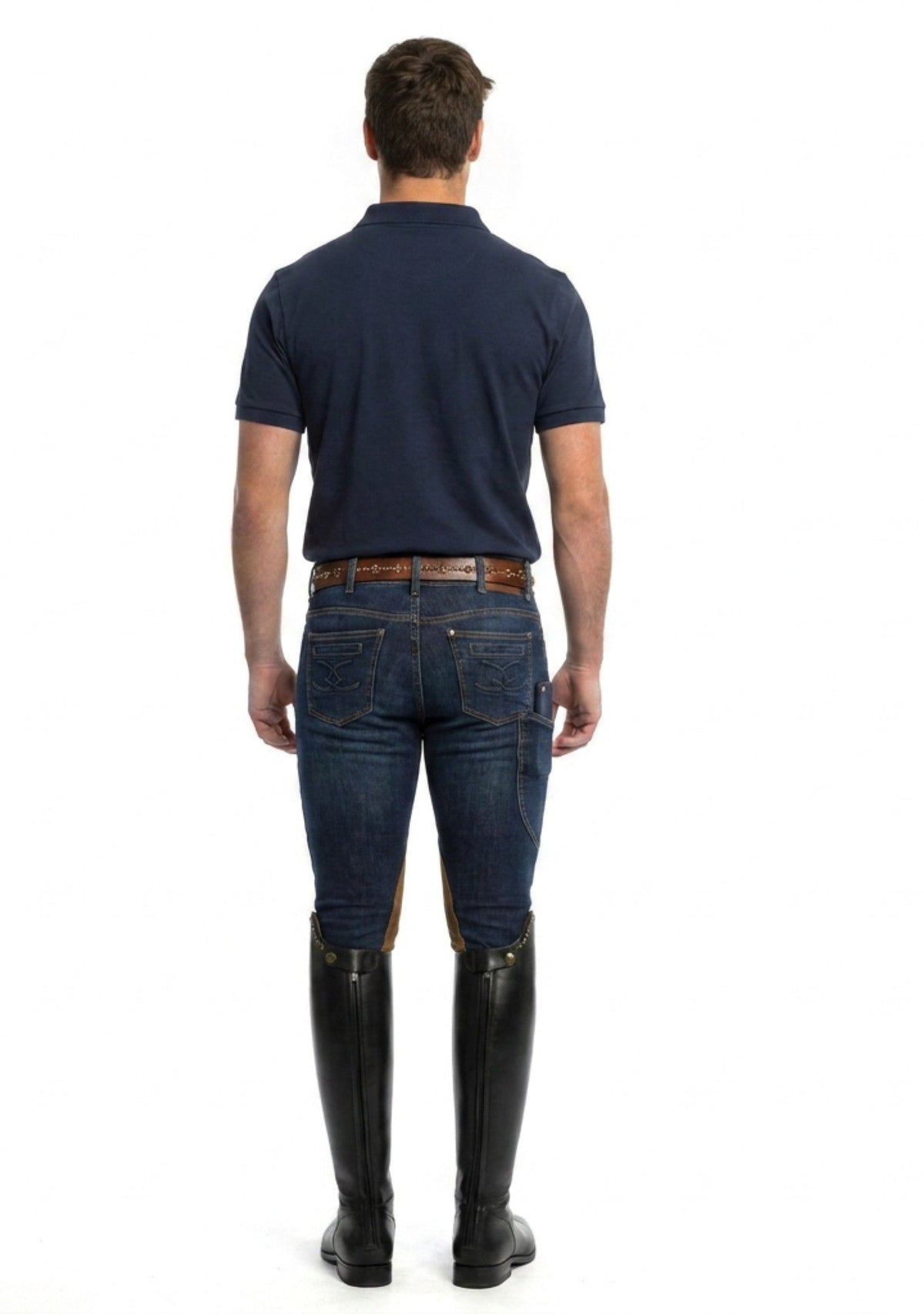 MEN'S NEW Equestrian Jean - Knee Patch with Cell Phone Pocket - Vintage Wash