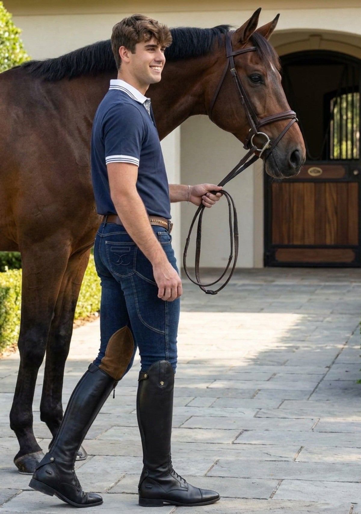 MEN'S NEW Equestrian Jean - Knee Patch with Cell Phone Pocket - Vintage Wash