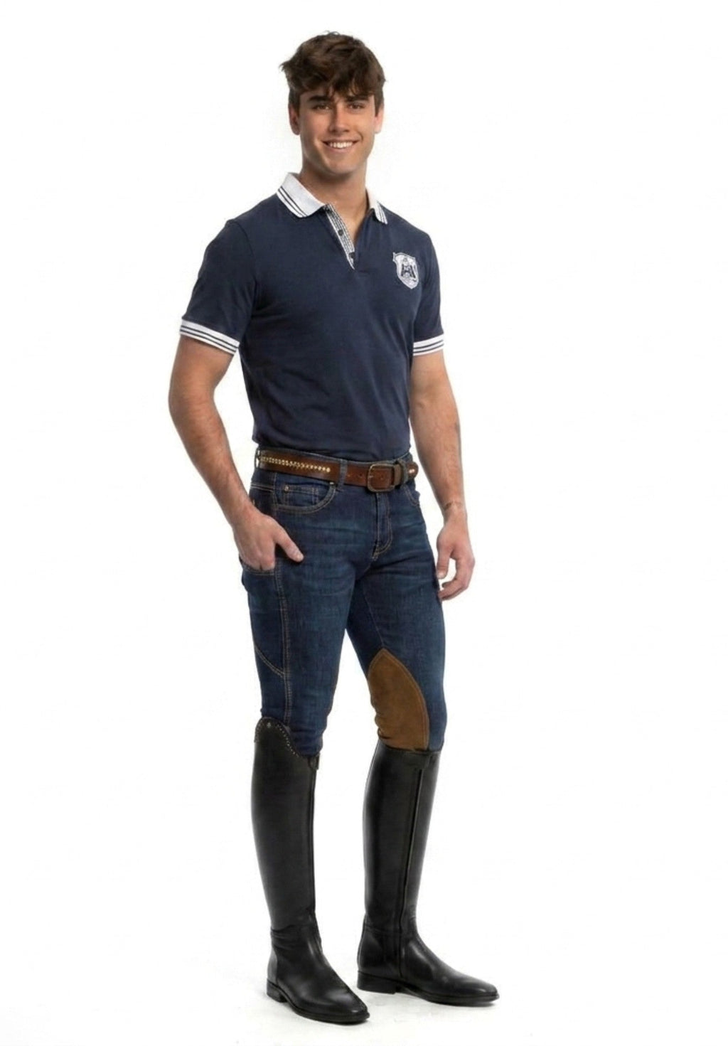 MEN'S NEW Equestrian Jean - Knee Patch with Cell Phone Pocket - Vintage Wash