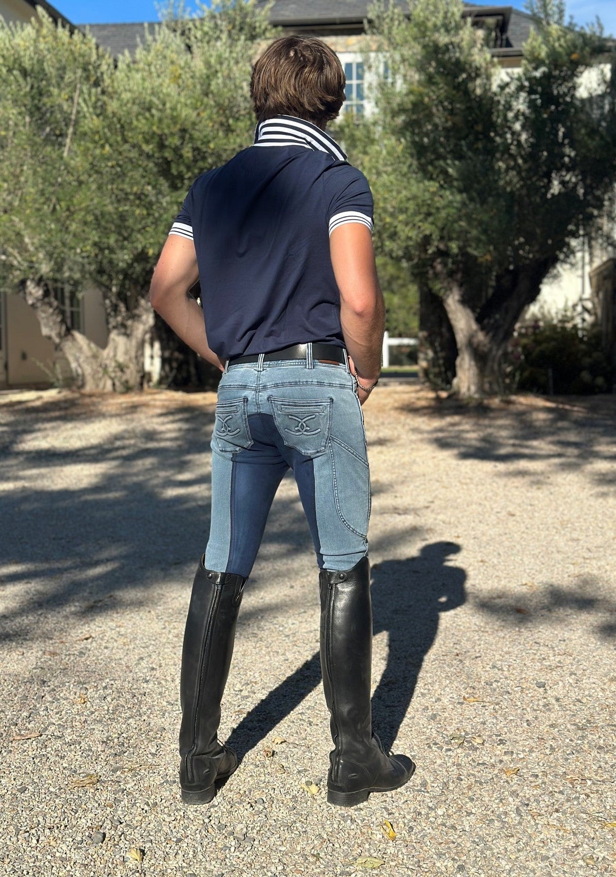 MEN'S NEW Equestrian Jean - Full Seat with Cell Phone Pocket | 4-way stretch - Faded Blue