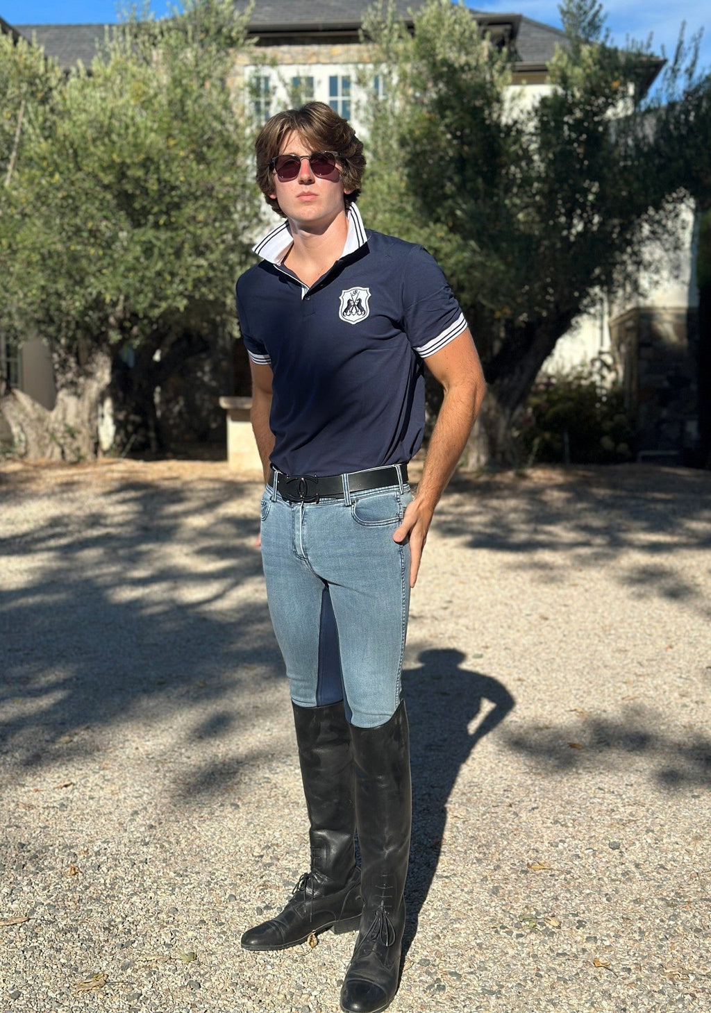 MEN'S NEW Equestrian Jean - Full Seat with Cell Phone Pocket | 4-way stretch - Faded Blue