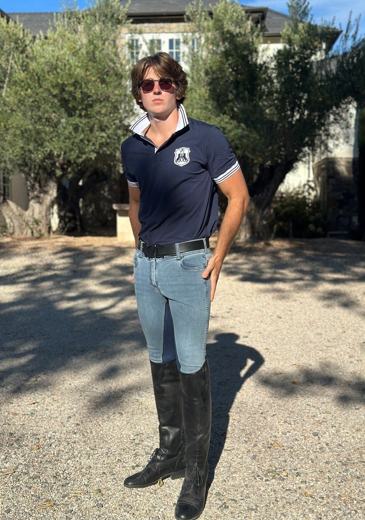 MEN'S NEW Equestrian Jean - Full Seat with Cell Phone Pocket | 4-way stretch - Faded Blue