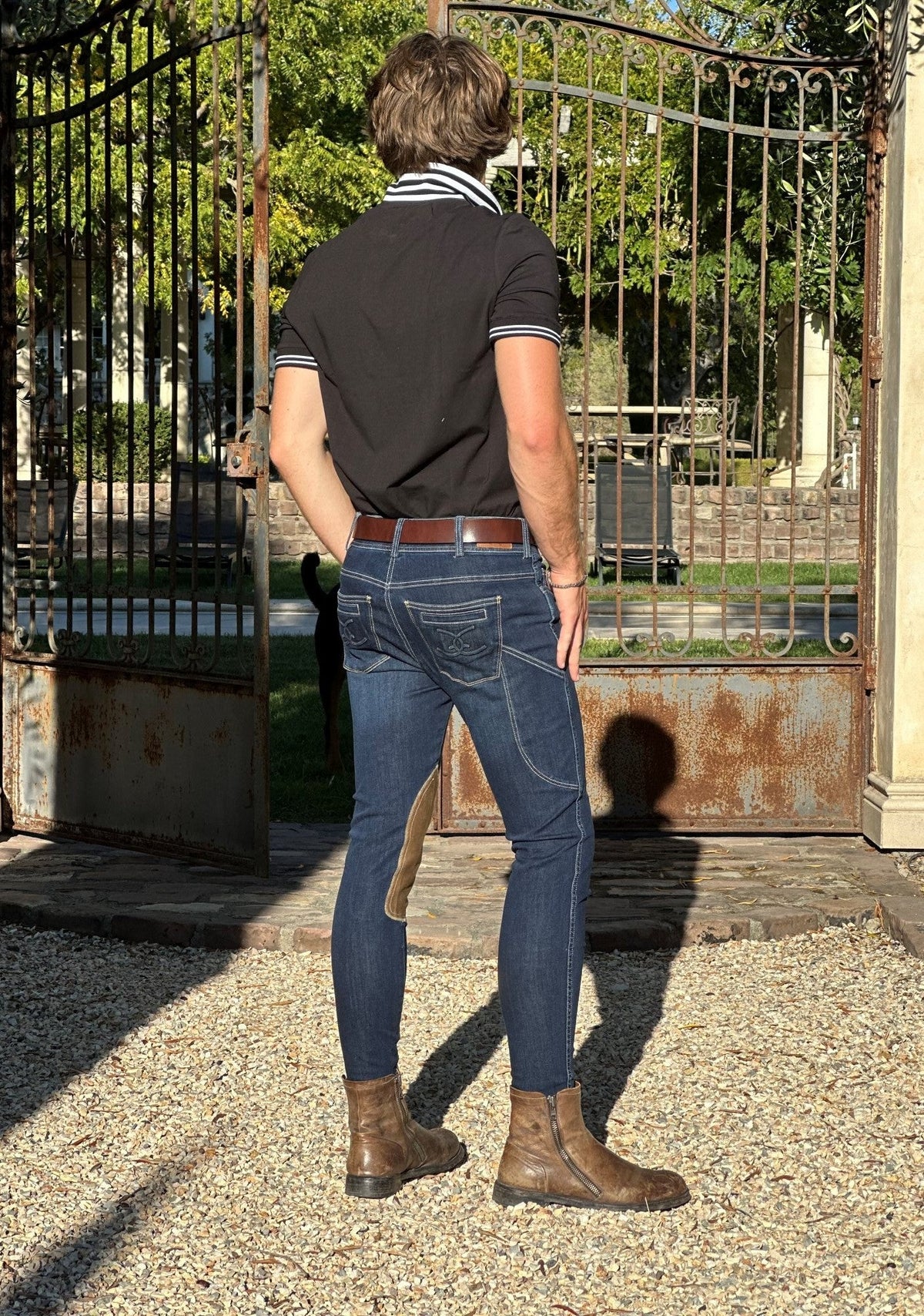 MEN'S NEW Equestrian Jean - Knee Patch with Cell Phone Pocket - Vintage Wash