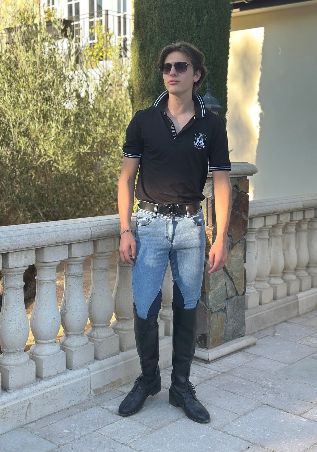 MEN'S NEW Equestrian Jean - Knee Patch with Cell Phone Pocket - Faded Blue