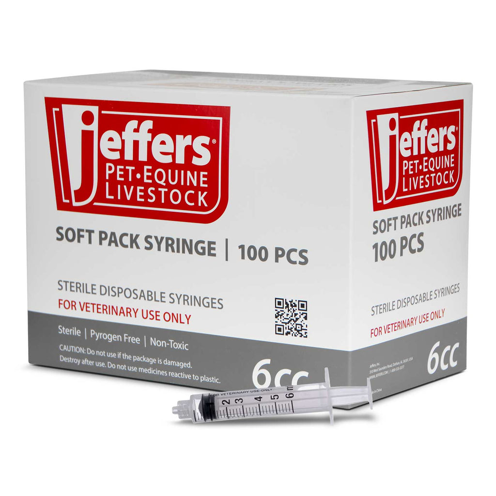 Jeffers Sterile Luer Lock Syringes – Single Use, Boxes of 100
