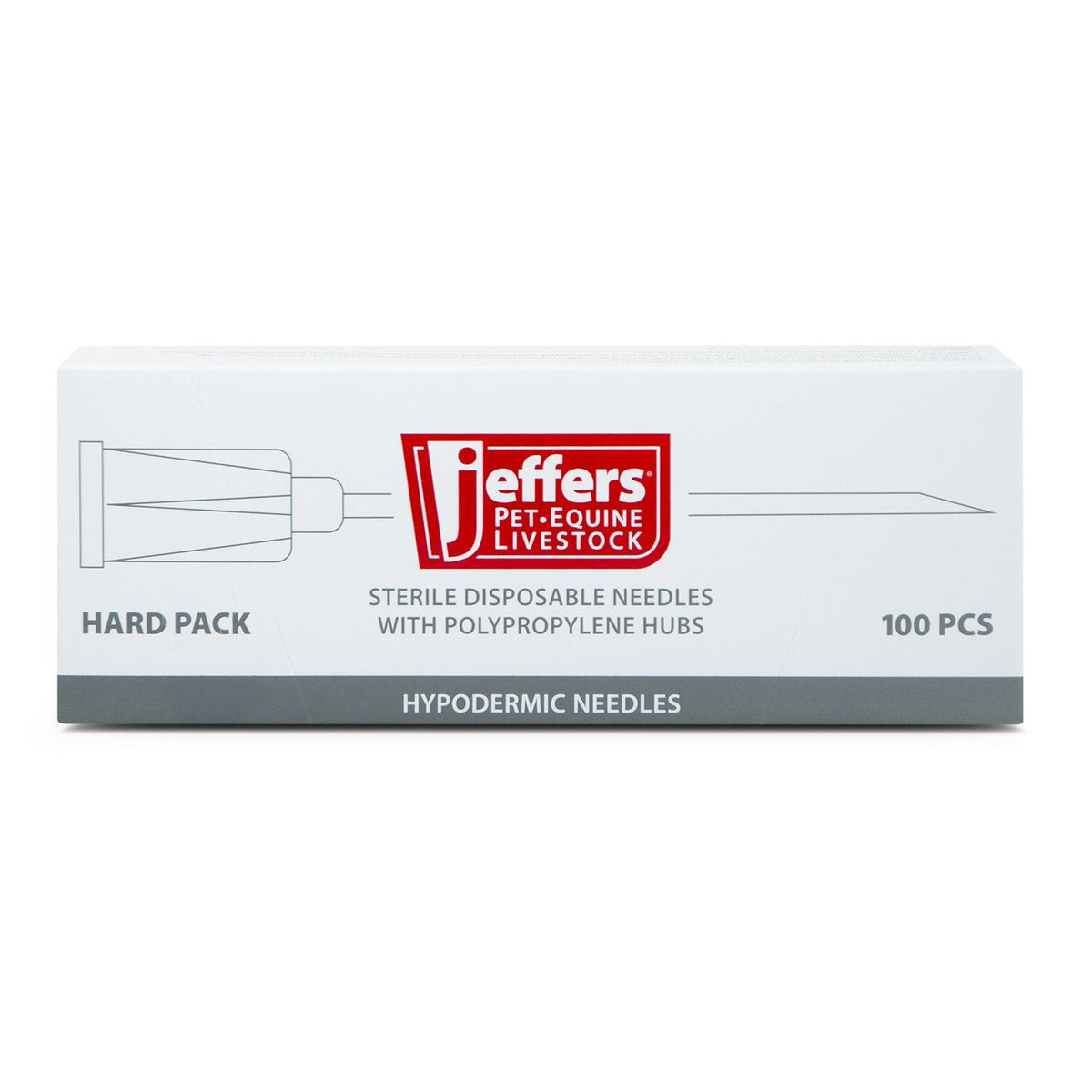 Jeffers Poly Hub Hypodermic Needles for Veterinary Use, Box of 100