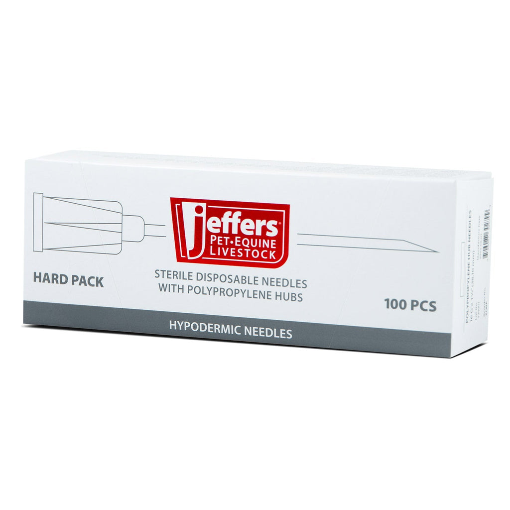 Jeffers Poly Hub Hypodermic Needles for Veterinary Use, Box of 100